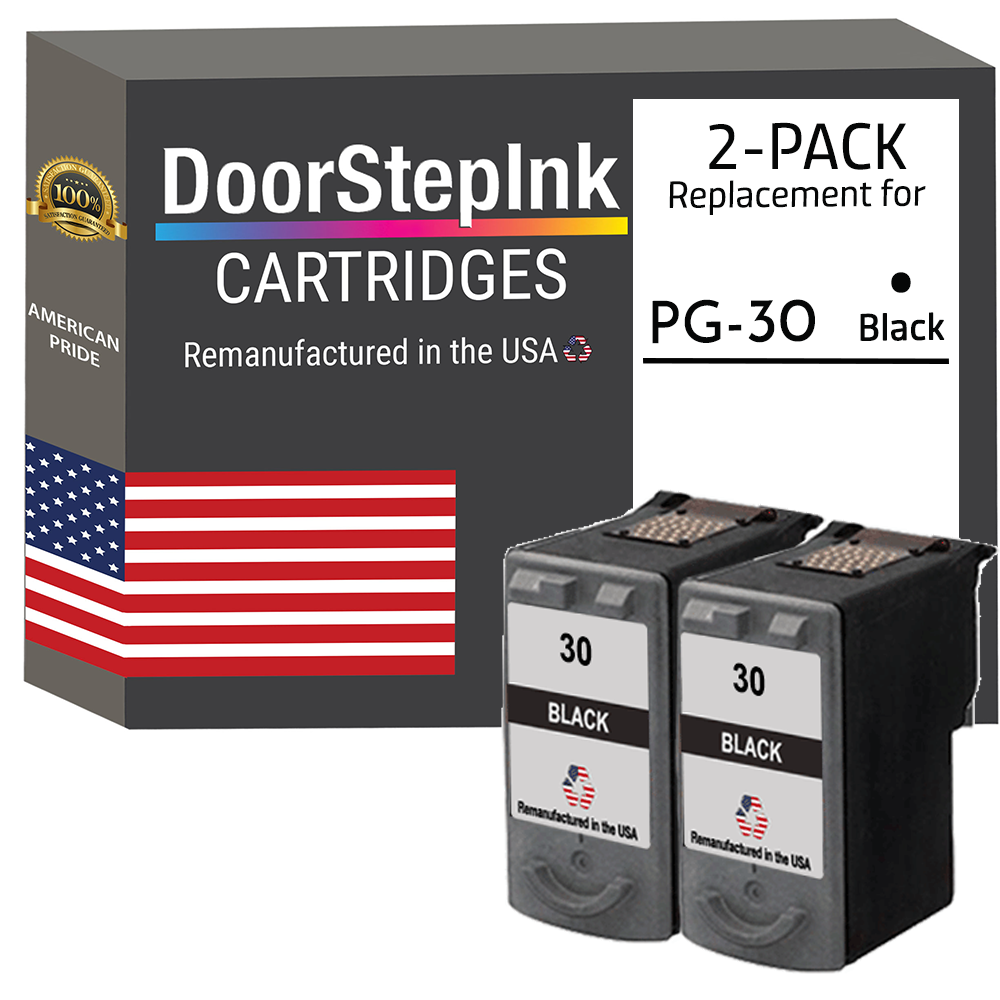 DoorStepInk Brand for Canon PG-30 Black Twin Pack Remanufactured in the USA Ink Cartridges-0