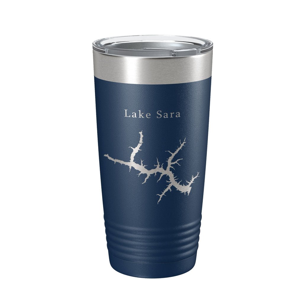 Lake Sara Map Tumbler Travel Mug Insulated Laser Engraved Coffee Cup Illinois 20 oz-2