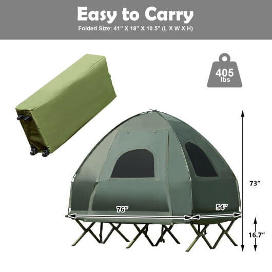 5-in-1 2-Person Foldable Outdoor Camping Tent Cot with Air Mattress and Sleeping Bag-3