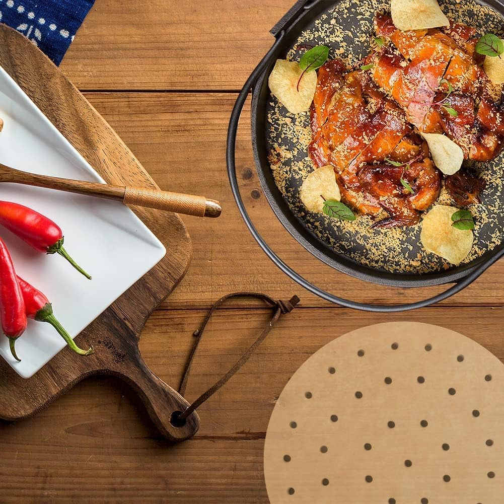 100-Pack 7 Inch Air Fryer Liners - Perforated Parchment Paper for Philips, Cosyina, Secura, Nuwave Brio, Chefman, Gowise USA, COSORI & More (Compatible with 3.4-3.7Qt Air Fryers)