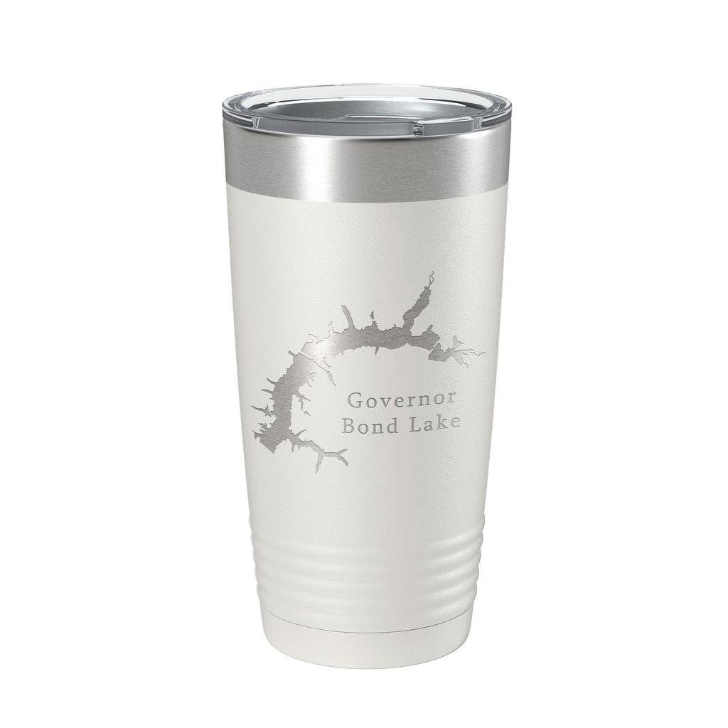 Governor Bond Lake Map Tumbler Travel Mug Insulated Laser Engraved Coffee Cup Illinois 20 oz-1
