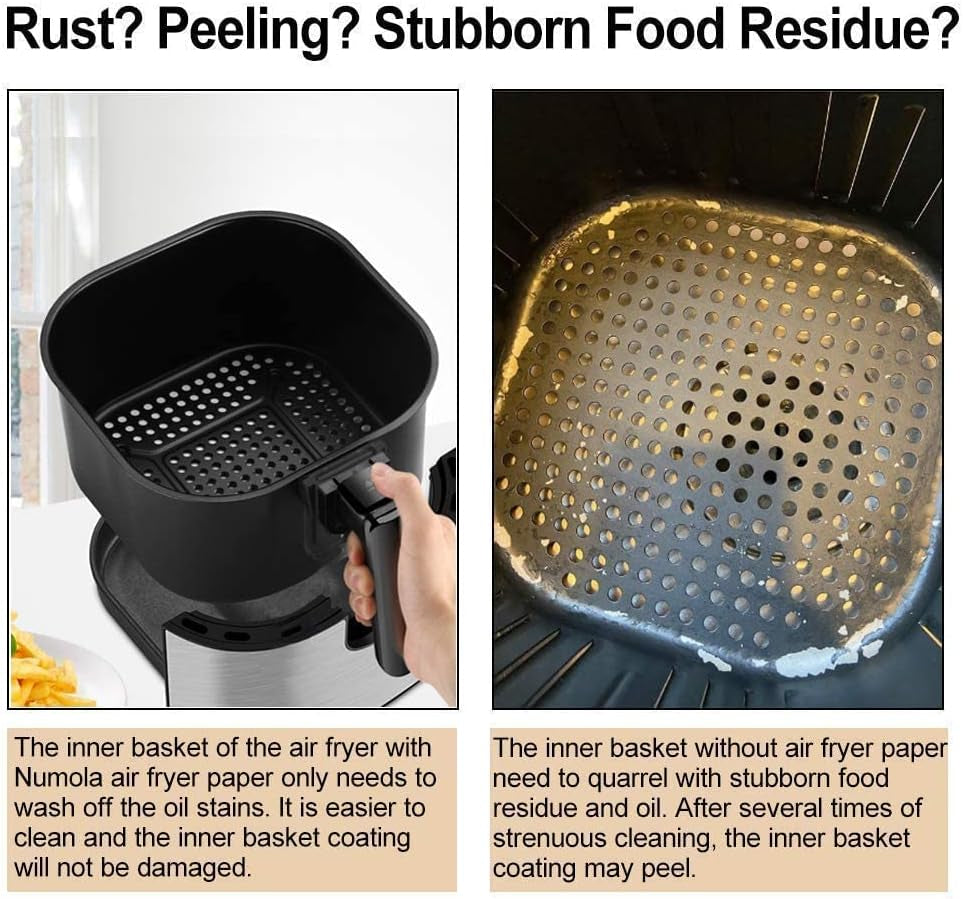 100-Pack 7 Inch Air Fryer Liners - Perforated Parchment Paper for Philips, Cosyina, Secura, Nuwave Brio, Chefman, Gowise USA, COSORI & More (Compatible with 3.4-3.7Qt Air Fryers)