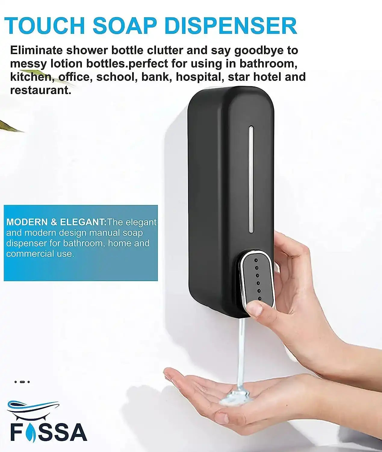 350 ml Wall Mounted Black manual Soap Dispenser-2